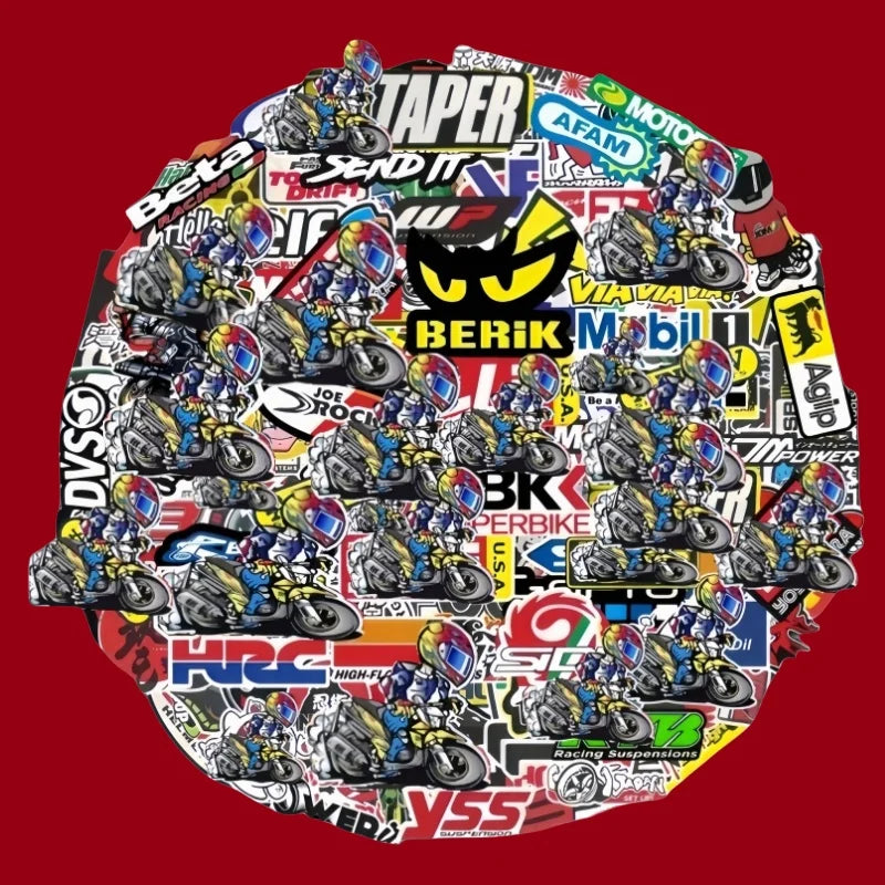 40/80/120 PCS Random Motorcycle Sticker Moto Luggage Helmet For Yamaha Honda Kawasaki Racing Brand Logo DIY PVC Decal Waterproof