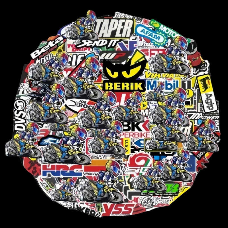 40/80/120 PCS Random Motorcycle Sticker Moto Luggage Helmet For Yamaha Honda Kawasaki Racing Brand Logo DIY PVC Decal Waterproof