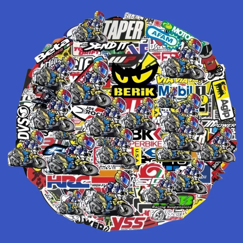 40/80/120 PCS Random Motorcycle Sticker Moto Luggage Helmet For Yamaha Honda Kawasaki Racing Brand Logo DIY PVC Decal Waterproof