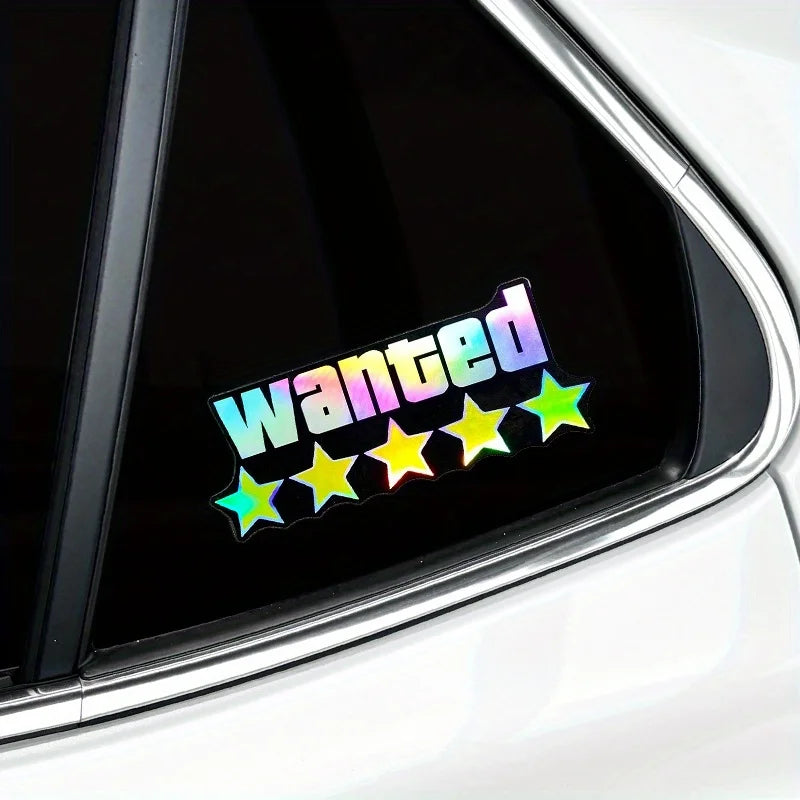 1PC WANTED Reflective Motorcycle Stickers Waterproof for Scooter Helmet Box DIY Car Windows Bumper Trunk Durable Vinyl Decals