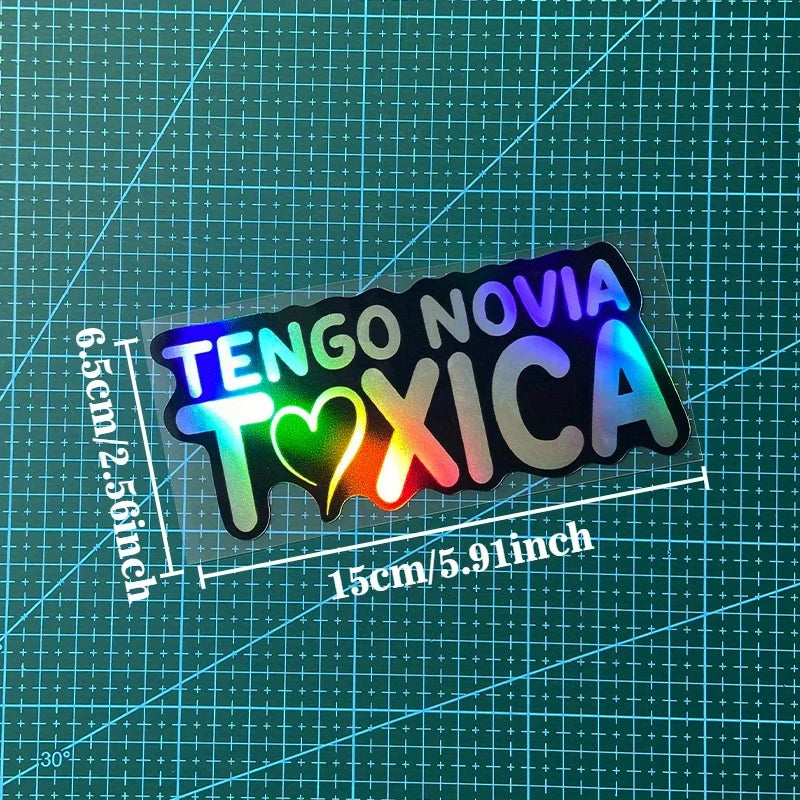 1PC/2PCS TENGO NOVIA TOXICA Motorcycle Stickers Funny Motorbike Fuel Tank Electric Scooter Vinyl Decals DIY Car Window Decors