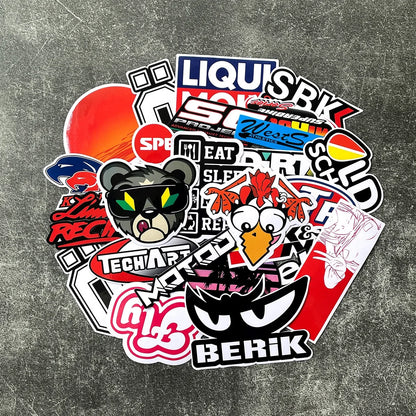 40PCS Racing Sponsors Laser Rainbow Car Stickers Motorcycle Moto MotorcrossAuto Body Windshield Helmet Decals Accessories