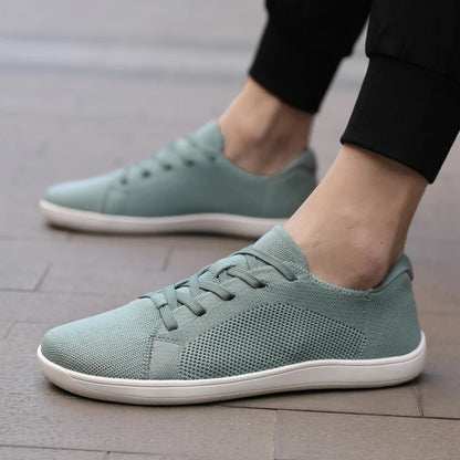 Simple Wide Footed Men's and Women Universal Mesh Breathable Sports Shoes Lightweight Soft Sole Zero Drop Sole Casual Flat Shoes
