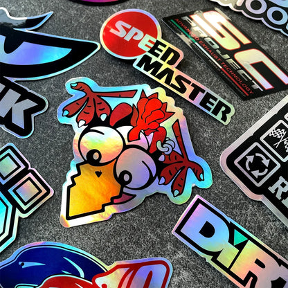 40PCS Racing Sponsors Laser Rainbow Car Stickers Motorcycle Moto MotorcrossAuto Body Windshield Helmet Decals Accessories