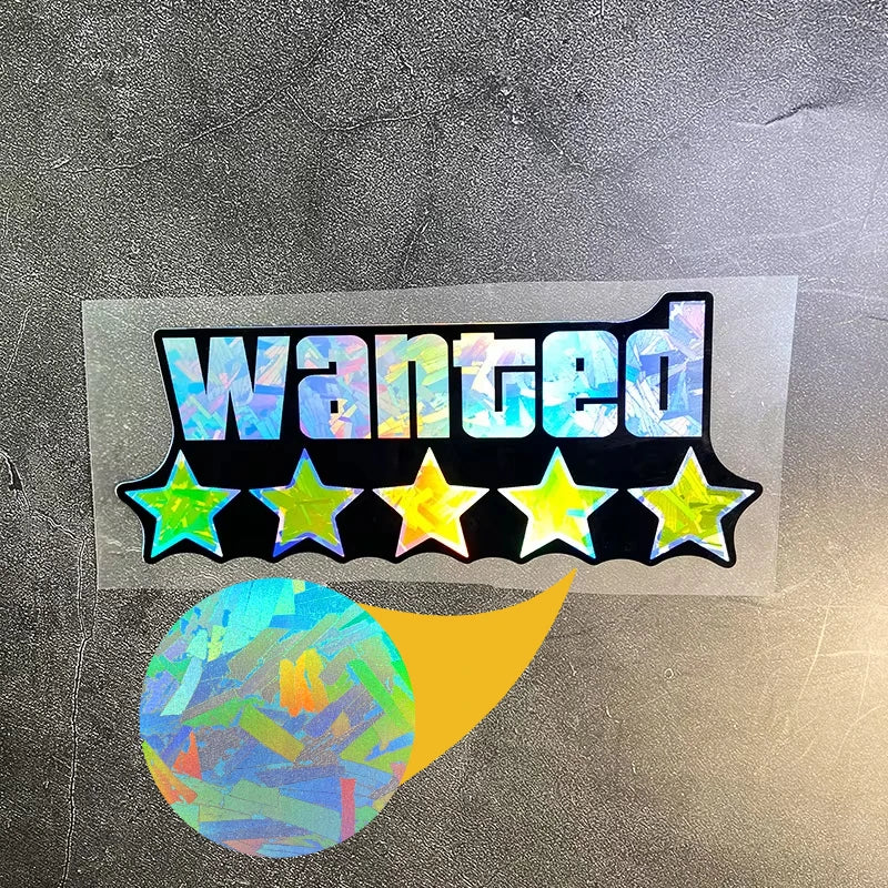 1PC WANTED Reflective Motorcycle Stickers Waterproof for Scooter Helmet Box DIY Car Windows Bumper Trunk Durable Vinyl Decals