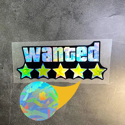 1PC WANTED Reflective Motorcycle Stickers Waterproof for Scooter Helmet Box DIY Car Windows Bumper Trunk Durable Vinyl Decals