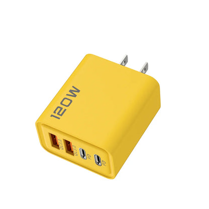 Cargador USB de 4 puertos, 120 W, tipo C, adaptador de carga rápida para iPhone, Samsung, Xiaomi y Huawei.