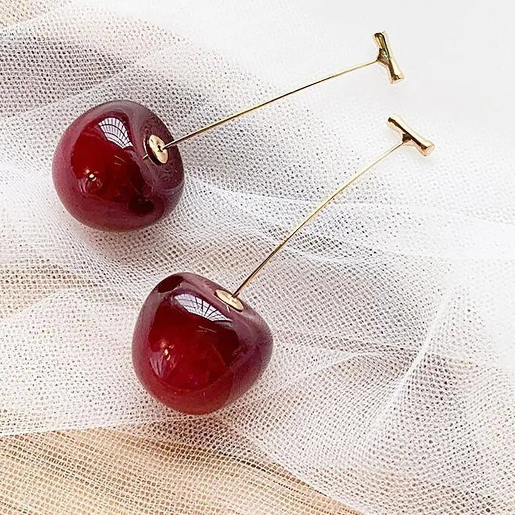 Cute Cherry Fruit Acrylic Earrings Fashionable Resin Cherry Earrings For Women Kpop Jewelry Trendy Accessories