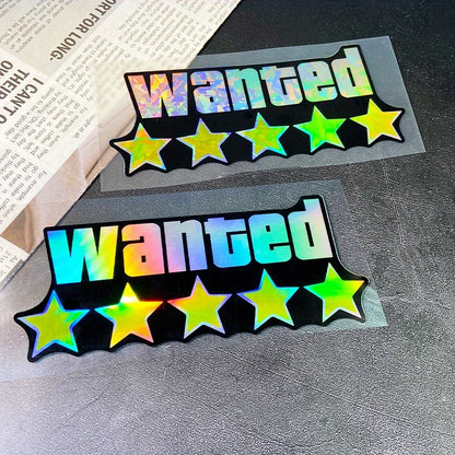 1PC WANTED Reflective Motorcycle Stickers Waterproof for Scooter Helmet Box DIY Car Windows Bumper Trunk Durable Vinyl Decals