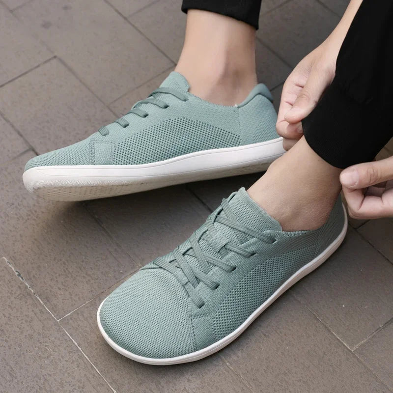 Simple Wide Footed Men's and Women Universal Mesh Breathable Sports Shoes Lightweight Soft Sole Zero Drop Sole Casual Flat Shoes