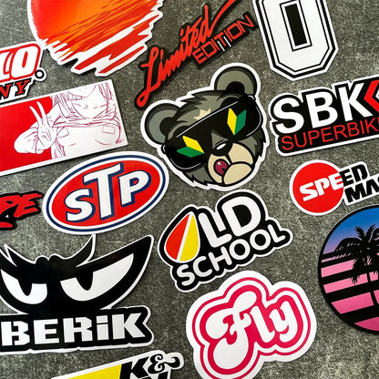 40PCS Racing Sponsors Laser Rainbow Car Stickers Motorcycle Moto MotorcrossAuto Body Windshield Helmet Decals Accessories