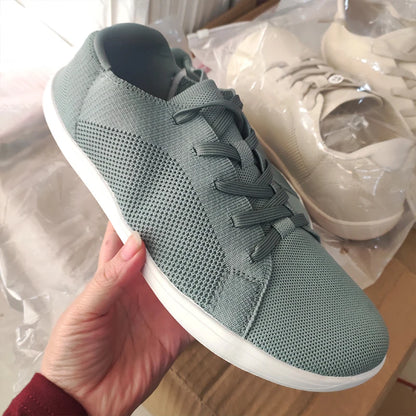 Simple Wide Footed Men's and Women Universal Mesh Breathable Sports Shoes Lightweight Soft Sole Zero Drop Sole Casual Flat Shoes
