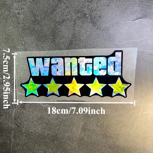 1PC WANTED Reflective Motorcycle Stickers Waterproof for Scooter Helmet Box DIY Car Windows Bumper Trunk Durable Vinyl Decals