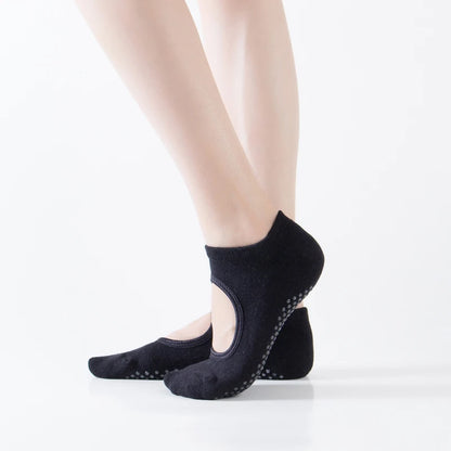 Backless Non-slip Fitness Pilates Socks Cotton Women Sport Yoga Socks Ballet Dance Slippers Barefoot Sock Workout for Gym
