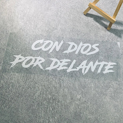 1PC CON DIOS POR DELANTE Motorcycle Stickers Waterproof for Front Fairing Fuel Tank Electric Scooter Car Window Vinyl Decals