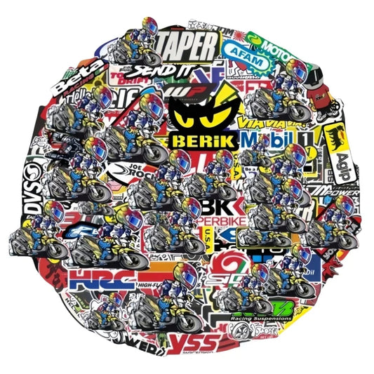 40/80/120 PCS Random Motorcycle Sticker Moto Luggage Helmet For Yamaha Honda Kawasaki Racing Brand Logo DIY PVC Decal Waterproof