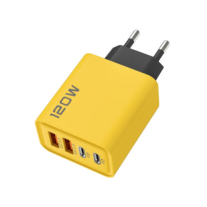 Cargador USB de 4 puertos, 120 W, tipo C, adaptador de carga rápida para iPhone, Samsung, Xiaomi y Huawei.